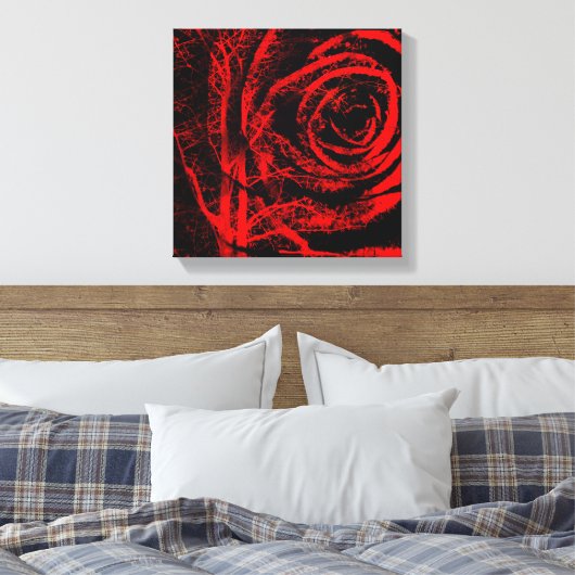 Rood en Zwart Roos Design Canvas Print (Insitu (Slaapkamer))