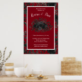Rood en zwart Roos Gothic Wedding Ceremonony Sign Poster (Keuken)