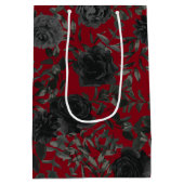 Rood en zwart Roos Gothic Wedding Gift Bag Medium Cadeauzakje (Achterkant)