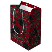 Rood en zwart Roos Gothic Wedding Gift Bag Medium Cadeauzakje (Achterkant Gekanteld)