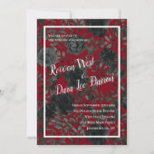 Rood en zwart Roos Gothic Wedding Invitations Kaart (Voorkant)