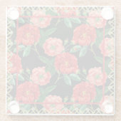 Rood en Zwart  Roos Pattern Glazen Onderzetter (Achterkant)