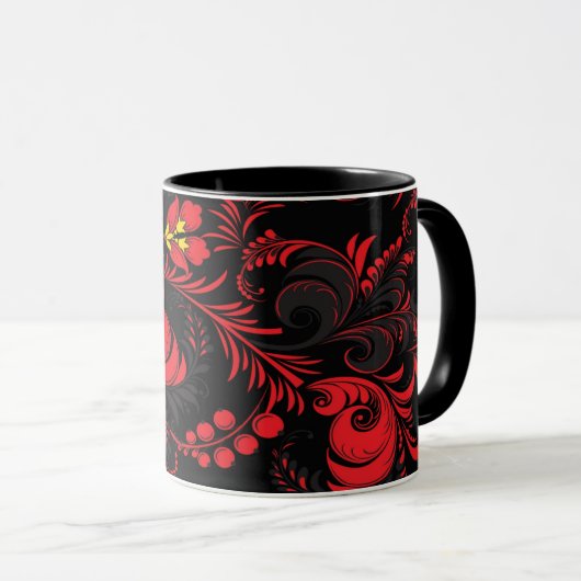 Rood en zwart (Russische Paleh-stijl) Mok (Voorkant rechts)
