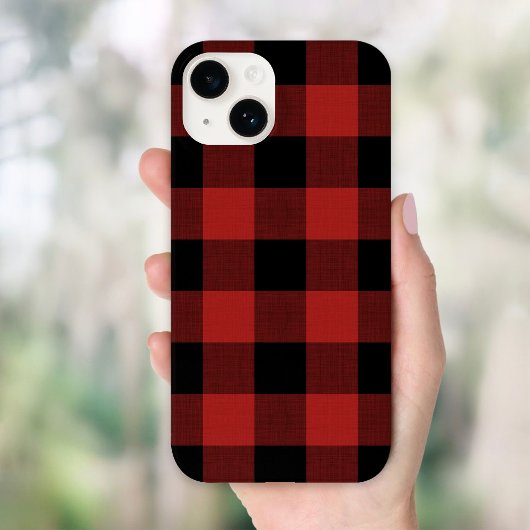Rood en Zwart Rustieke Buffalo Check Case-Mate iPhone Case