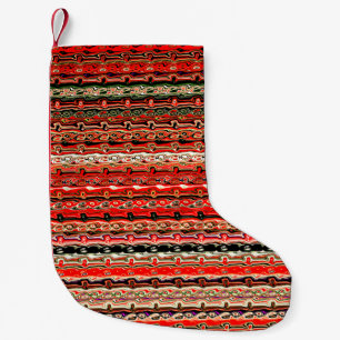 Rood en zwart schoorsteenpatroon kleine kerstsok