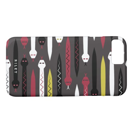 Rood en zwart slangenpatroon - Aangepaste naam Case-Mate iPhone Case (Achterkant (Horizontaal))