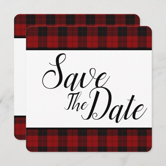 Rood en zwart sparen de Datum Save The Date (Voorkant / Achterkant)