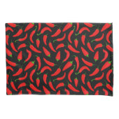 Rood en Zwart Spicy Chili Pepper Patterned Kussensloop (Voorkant)