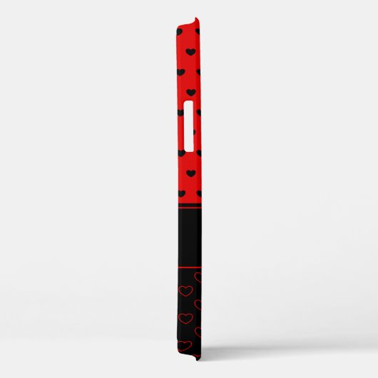 Rood en zwart, stijlvol hartenpatroon, aangepaste Case-Mate iPhone case (Achterkant / Rechts)