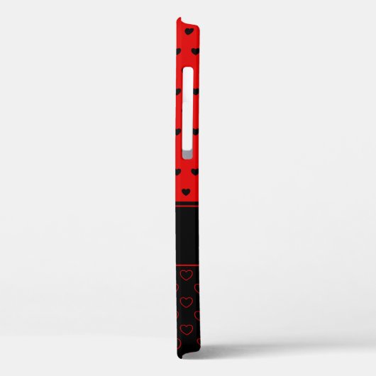 Rood en zwart, stijlvol hartenpatroon, aangepaste Case-Mate iPhone case (Achterkant / Links)