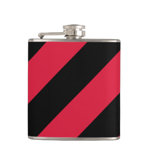 Rood en zwart strookje Vinyl Wrapped Flask, 6 oz. Heupfles