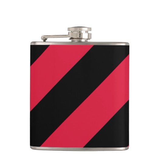 Rood en zwart strookje Vinyl Wrapped Flask, 6 oz. Heupfles (Voorkant)