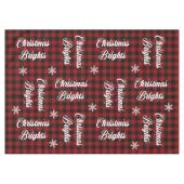 Rood en zwart Tartan Snowflake Kerstmis T Tafelkleed (Voorkant (Horizontaal))