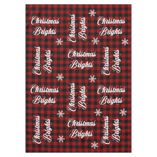 Rood en zwart Tartan Snowflake Kerstmis T Tafelkleed (Voorkant)