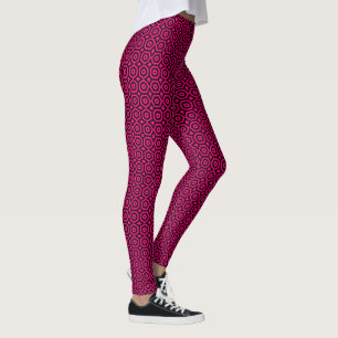 Rood en zwart trendy geometrische art deco patroon leggings