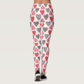 Rood en Zwart Valentijns harten Patroon Leggings (Achterkant)
