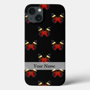 Rood en zwart vlinderpatroon iPhone 13 hoesje