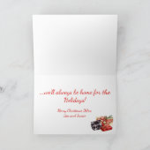 Rood en zwart vrachtwagen en kerstmis kaart (Binnen)