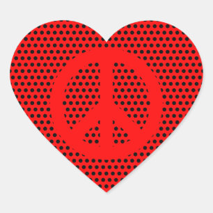 Rood en Zwart Vredessymbool Hart Sticker
