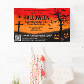 rood en zwart vrolijke Halloween Banner QR-code (Insitu)