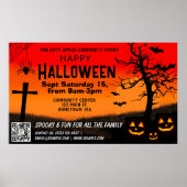 rood en zwart vrolijke Halloween Banner QR-code Poster (Voorkant)
