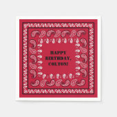 Rood en Zwart Western Bandana Print Verjaardagsfee Servet (Voorkant)