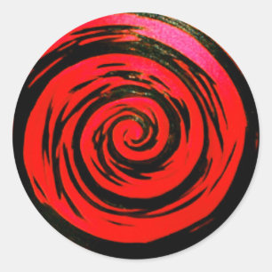 Rood- en zwart-witwirlkunst ronde sticker