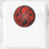 Rood en Zwart Yin Yang Zombies Ronde Sticker (Tas)