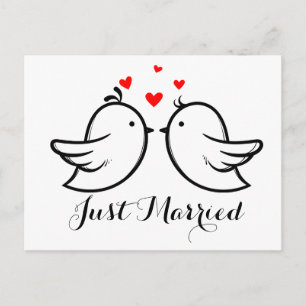 Rood en zwart zijn net getrouwd Lovebirds Wedding  Uitnodiging Briefkaart