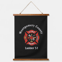 Rood- en zwarte-brandafdeling — Logo op maat Hangend Wandkleed