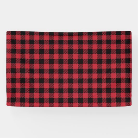 Rood- en zwarte Buffalo-spelachtergrond Spandoek (Horizontaal)