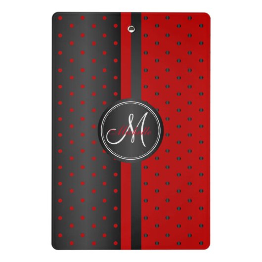 Rood- en zwarte checkboard - Monogram Mini Klembord (Achterkant)