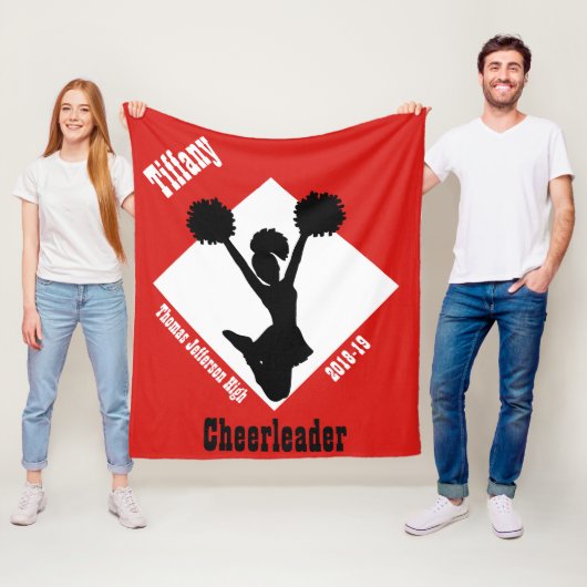 Rood en zwarte Cheerleader Fleece Blanket Deken (In situ)
