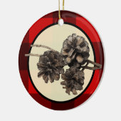 Rood- en zwarte flatpanel en Pinecones kerst Keramisch Ornament (Links)