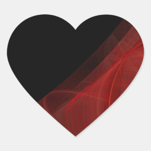 Rood- en zwarte fractale achtergrondhartsticker hart sticker
