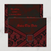 Rood- en zwarte Gothic Aankondigingskaart (Voorkant / Achterkant)