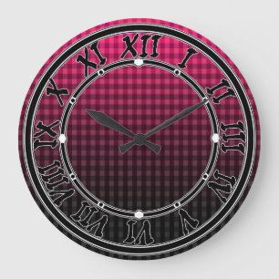 Rood- en zwarte ingecheckte patroongradiënt grote klok