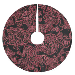 Rood- en zwarte keelrok kerstboom rok