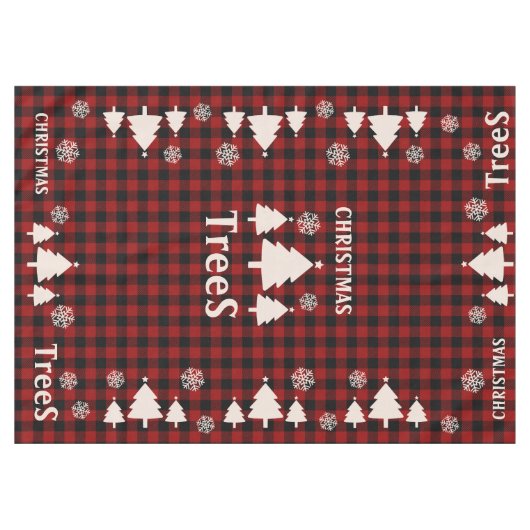 Rood- en zwarte kerstbomen met snowflake tafelkleed (Voorkant (Horizontaal))