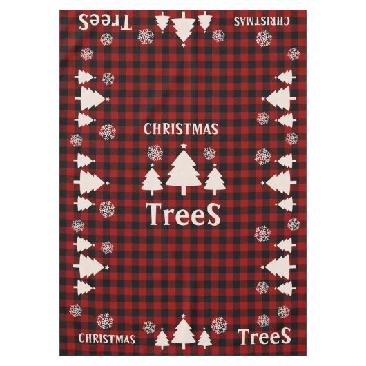 Rood- en zwarte kerstbomen met snowflake tafelkleed (Voorkant)