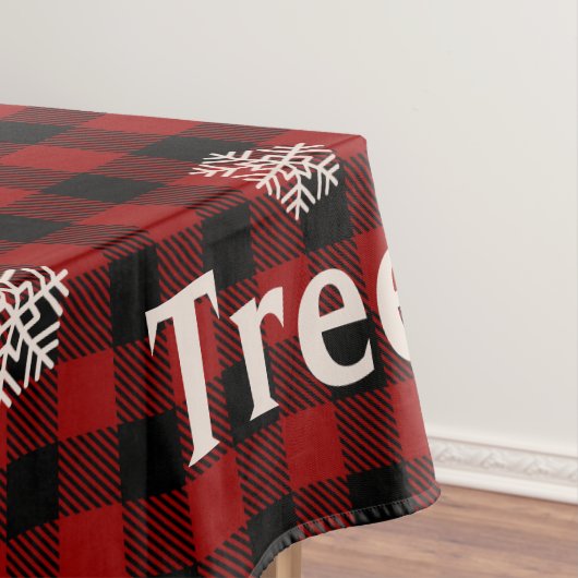 Rood- en zwarte kerstbomen met snowflake tafelkleed (Voorbeeld)