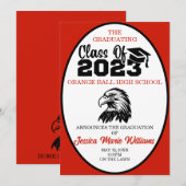 Rood- en zwarte klasse van 2023 Afstuderen Kaart (Voorkant / Achterkant)