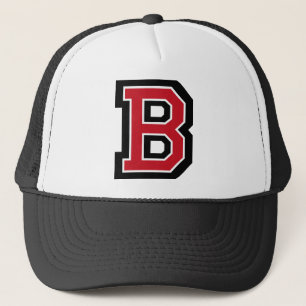 Rood- en zwarte letter "B" Trucker Pet