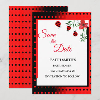 Rood- en zwarte luibugs | Waterverf bloemen Save The Date