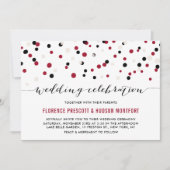 Rood- en zwarte moderne Confetti Stippen bruiloft Kaart (Voorkant)