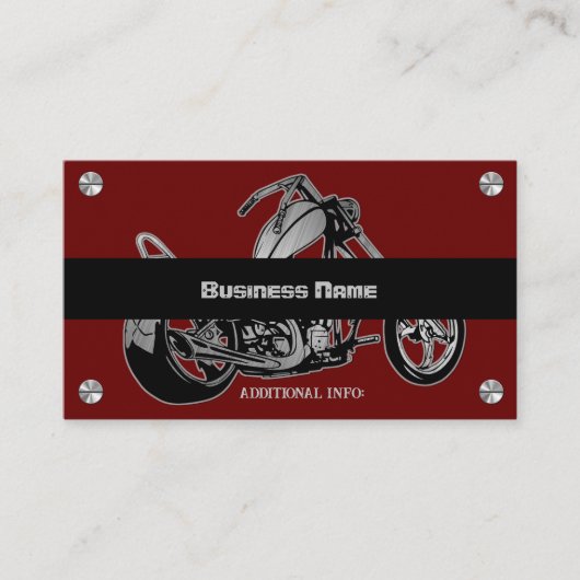 Rood- en zwarte-motorfietswinkel, Visitekaartje (Voorkant)