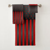 Rood- en zwarte pooldots en stripes bad handdoek (Insitu)