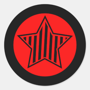 Rood- en zwarte-Star-draaiknok Ronde Sticker