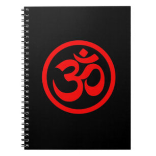 Rood- en zwarte Yoga Om Circle Notitieboek