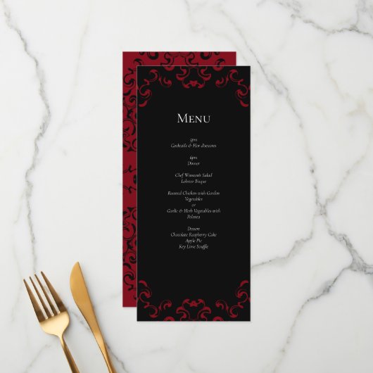 Rood- en zwarte-zwijn Gothic Weddenschap Menu (Voorkant / Achterkant in situ)
